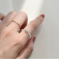 u magical trendy crystal beaded ring for women femme unique exquisite square geometric anillos finger metallic index jewelry