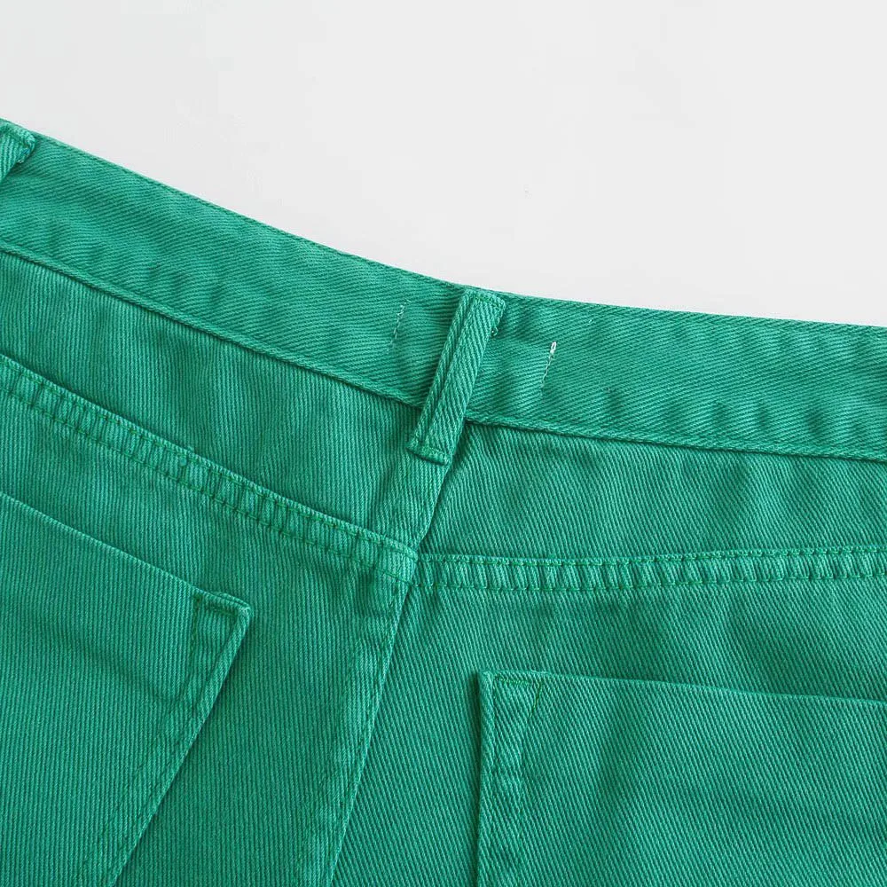 

2021 Za Summer New Women Fashion Loose and comfortable cowboy Shorts Vintage High Waist Side Pockets Female Short Pants Mujer