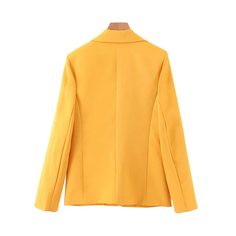 Vintage Stylish Office Lady Pockets Blazers Coat Women Fashion Notched Collar Long Sleeve Ladies Outerwear Chaqueta Mujer