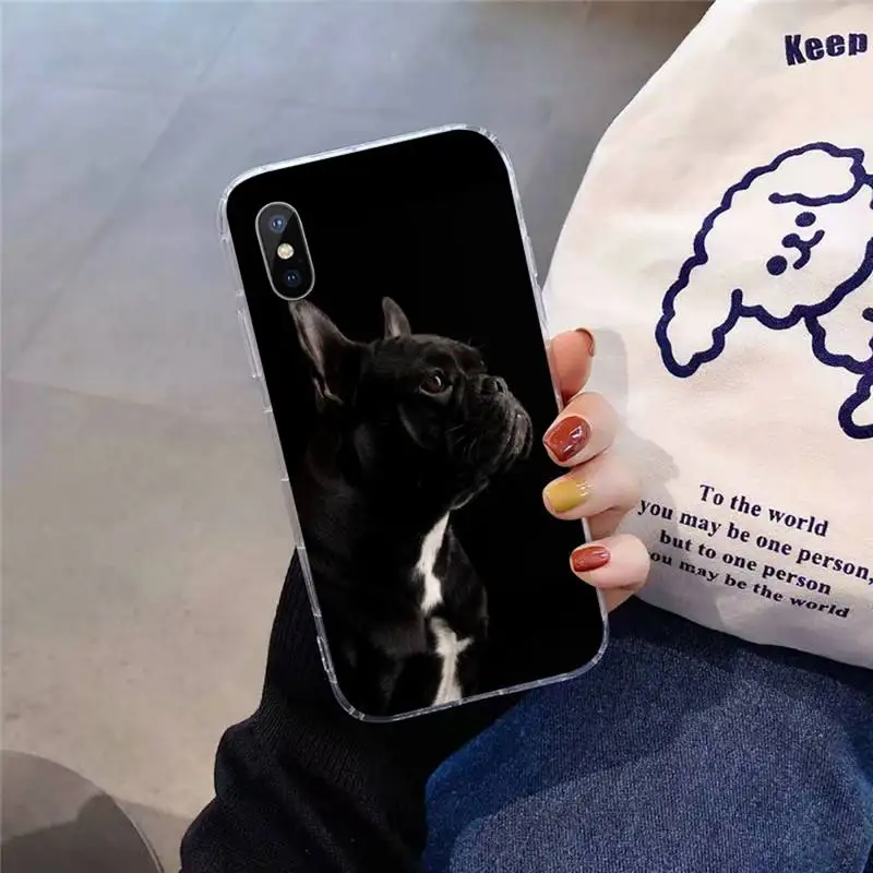 

Cute Funny French Bulldog Phone Case Transparent for iPhone 11 12 mini pro XS MAX 8 7 6 6S Plus X 5S SE 2020 XR