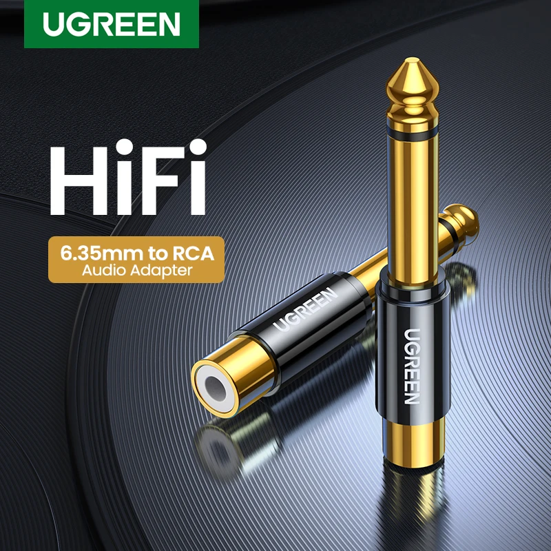 Адаптер UGREEN RCA 6 5 мм 35 1/4 позолоченный чистая медь штекер разъем TS моно адаптер