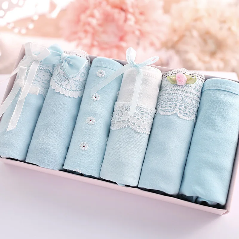 6 шт./лот женское нижнее белье из чистого хлопка дамское Подарочная коробка