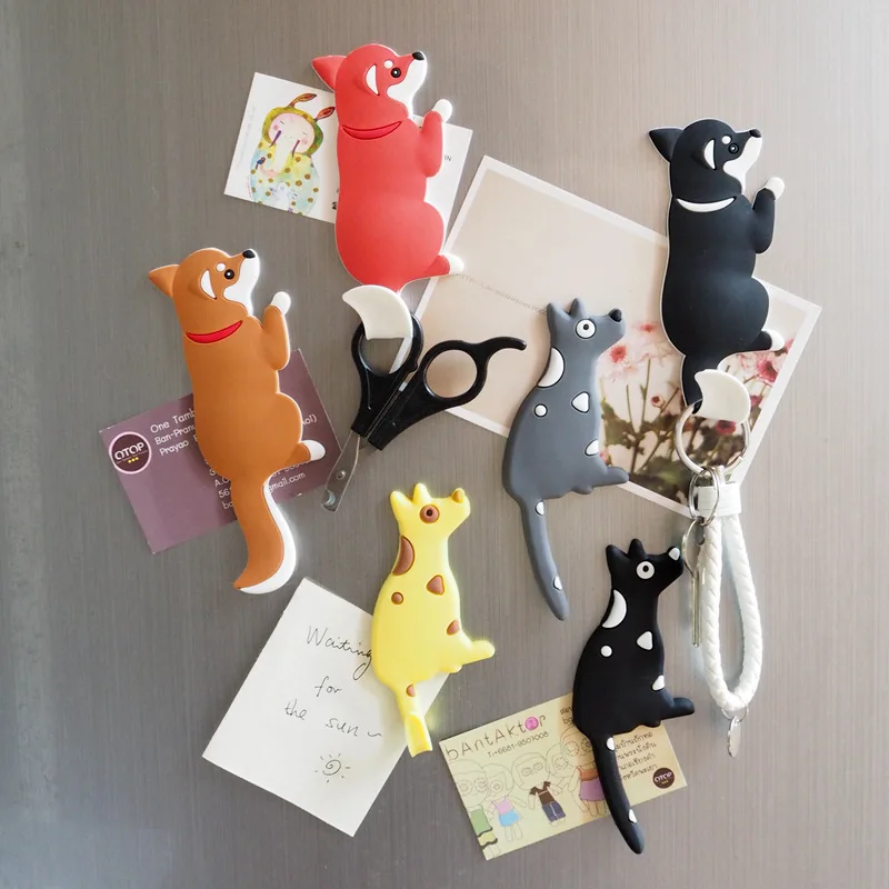 

Portable Refrigerator Strong Magnetic Hooks Magnetic Cute Cartoon Japanese Dog Cat Tail Hook Bathroon Kitchen Hanger Accessories