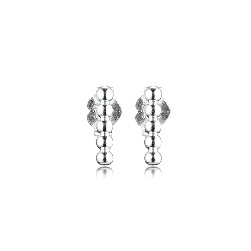 

Row of Beads Stud Earrings Genuine 925 Sterling Silver Jewelry Earrings for Women DIY Making Party Gift Brincos Wholesale E171