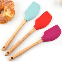 1 piece silicone wooden handle spatula non stick butter cream cooking tool household pastry baking spatulas kitchen cheese tools