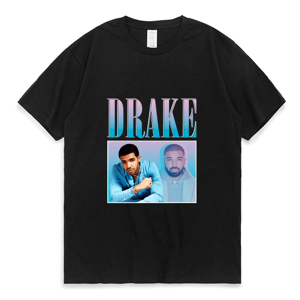 

European and American Street Hip-hop Harajuku T-shirt Drake Manga Vintage Print T Shirt Men Women Fashion Trend Short Sleeve Top