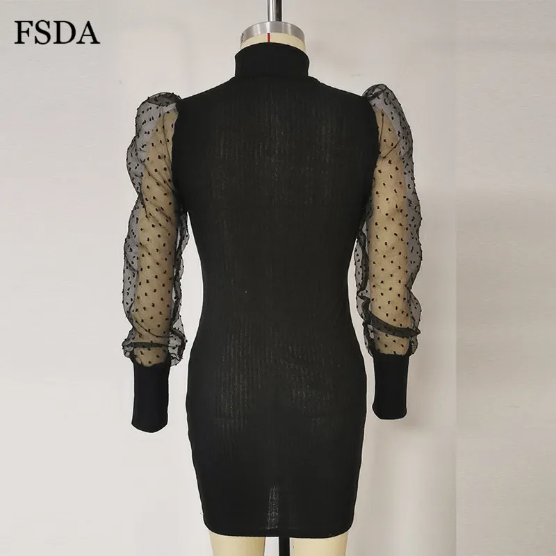 Платье-водолазка женское трикотажное в горошек черное/белое/розовое | Женская