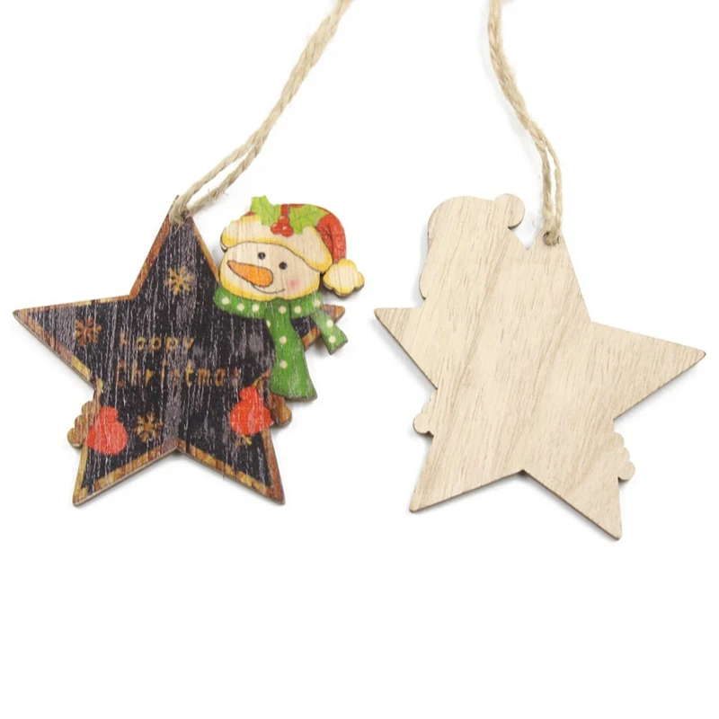 

3 Pcs Christmas Hanging Tags Wooden Star Shape Blackboard Tags Cute Drop Pendants for Christmas Tree Decor