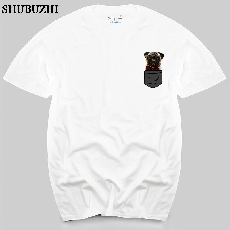 

pocket pug t-shirt dog shirt mens womens boys girls cotton black white men's top tees summer fashion tshirt