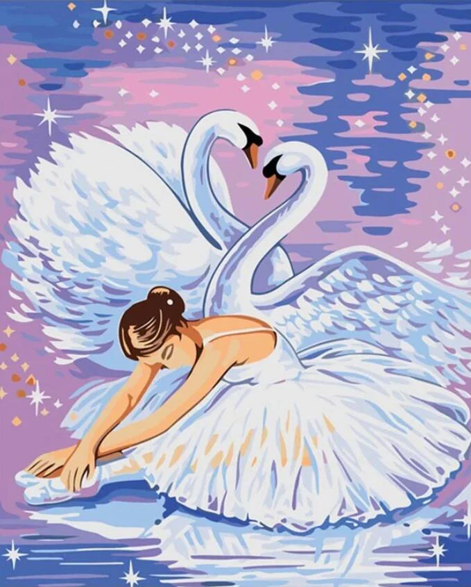 

DIY 40X50 Oil Painting By Numbers Swan dancing girl Paint by numbers On Canvas Home Decor Digital Painting chrismas