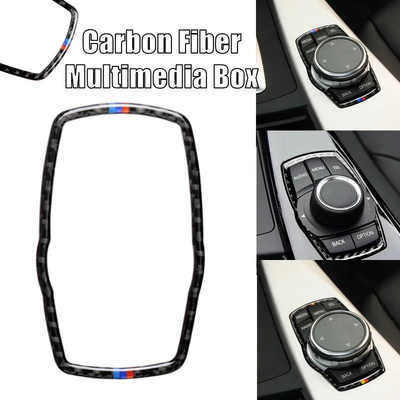 Автомобильная рамка из углеродного волокна для BMW медиа-кнопка наклейка ручка