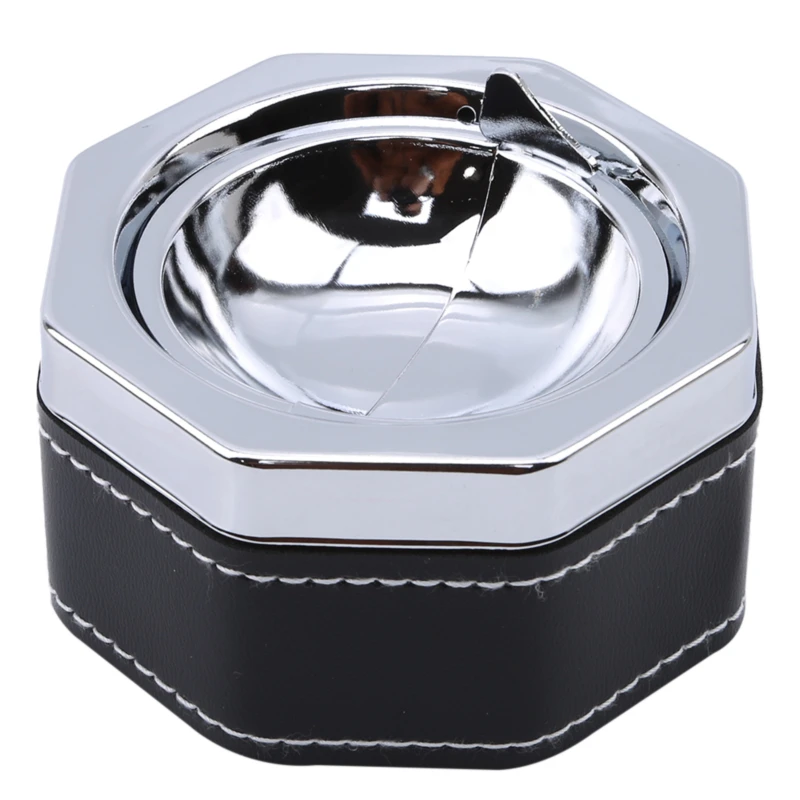 

Practical Household Metal Ashtray Rotating Black Sticky Skin Model Rotating Ordinary Cigarette Ashtray Push Smoking Set