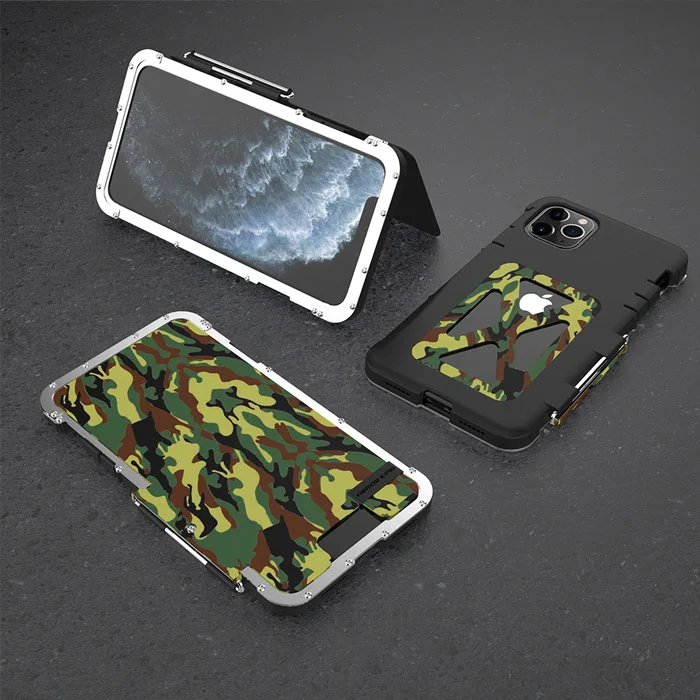Camo Для iPhone 11 Pro Max чехол Роскошный металлический жесткий нейлоновый Гибридный противоударный Броня флип-чехол для телефона iPhone 11 задняя крышка Funda - Цвет: Camo