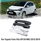 Для Toyota Yaris XP130 MK3 Vitz 2012  2019 автомобильный ABS углеродное волокно хром 4 дверные ручки накладка наклейки 2013 2014 2015 2016 2017 2018