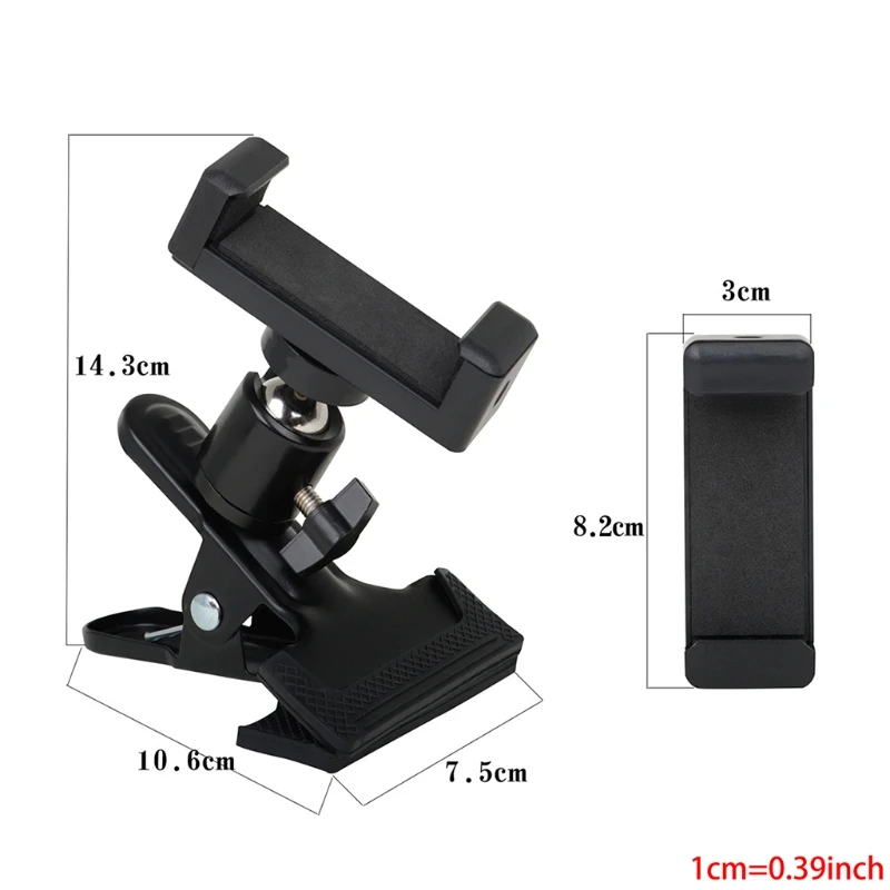 

Clip-on Phone Holder Musical Instrument Phone Mount Stand with 360 Degree Rotatable Ball Head for Bass Guitar K3NC