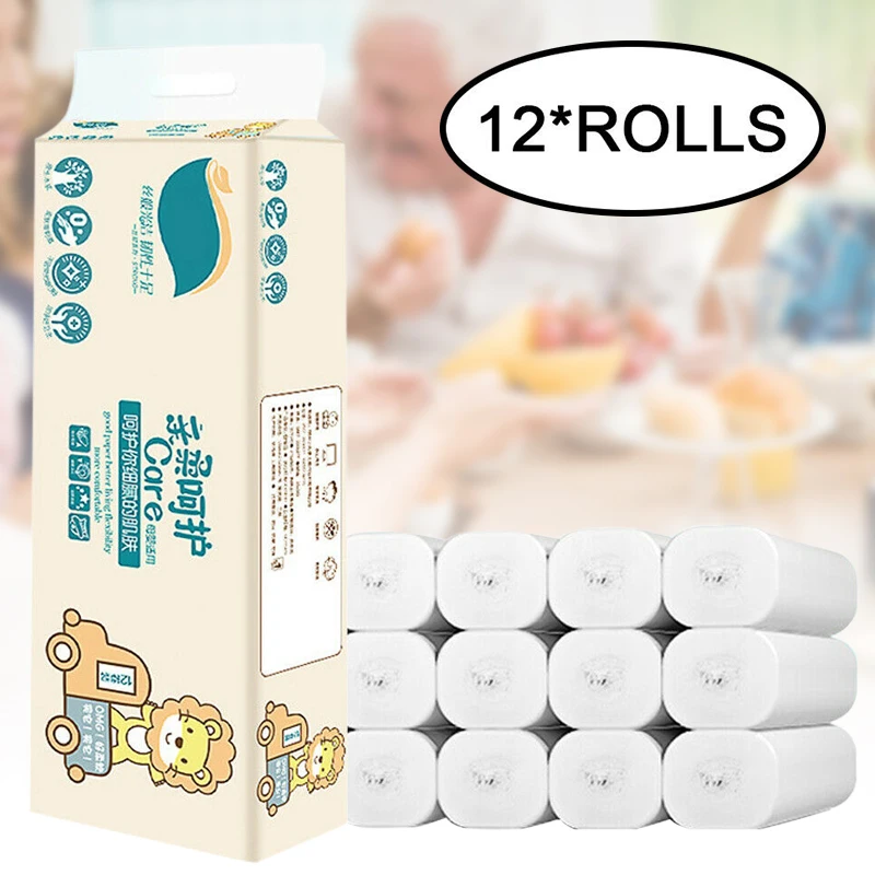 

High 12 Rolls Toilet Paper Bulk Rolls Tissue Bathroom White Soft 3 Ply Household Home DOG88