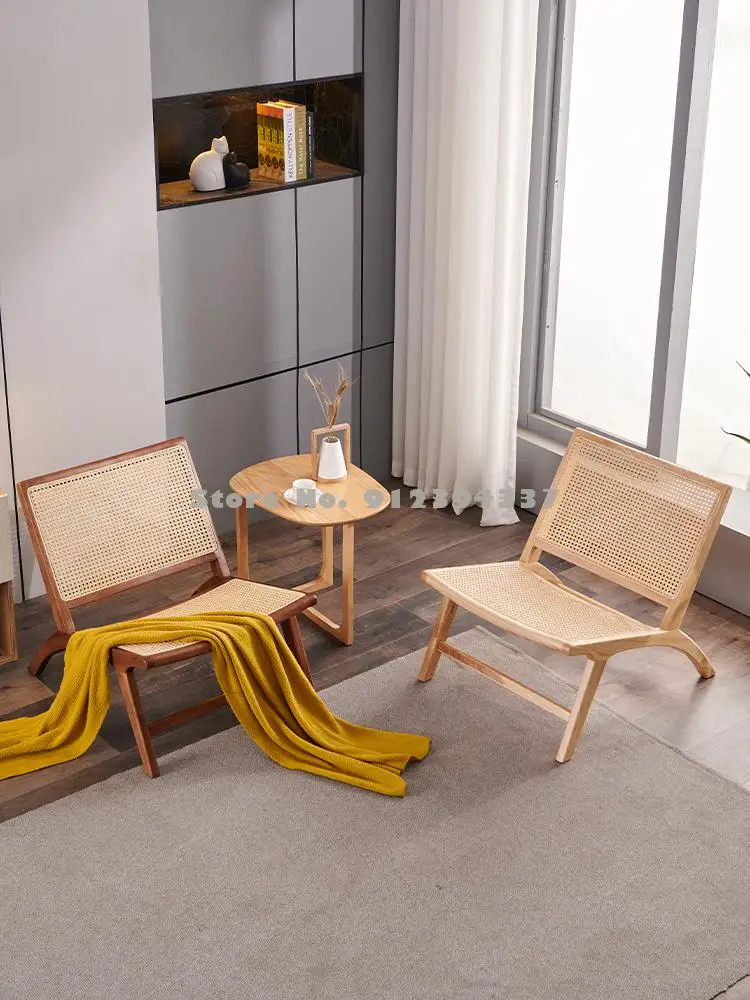 Balcony lounge chair woven modern simple living room lazy sofa single rattan solid wood combination | Мебель