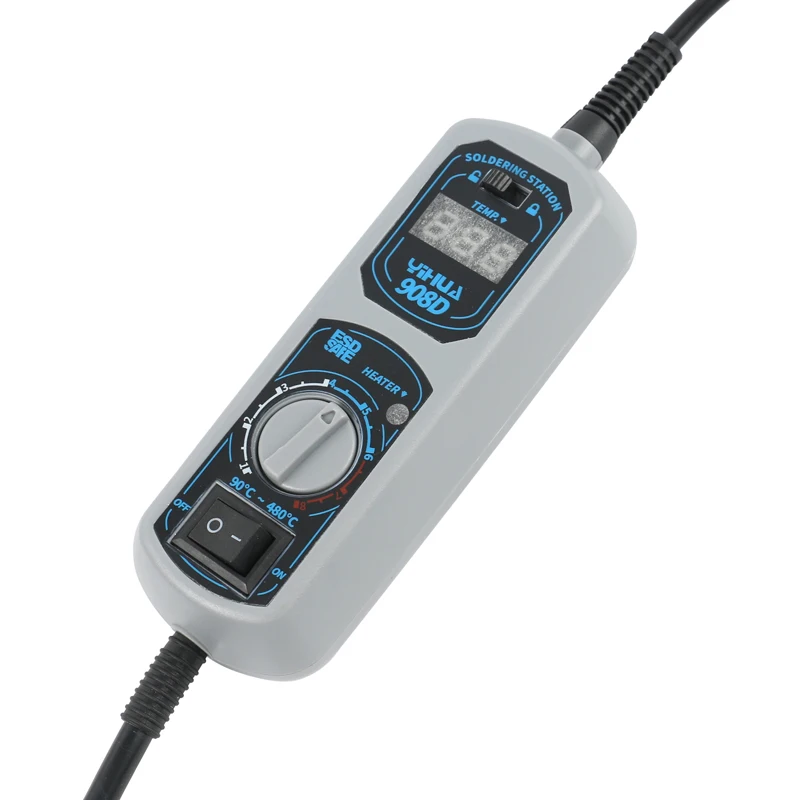 YIHUA 908D 60 Вт светодиодный паяльник с цифровым регулированием паяльная станция Регулируемый Карманный Утюг ремонтные инструменты+ 10 шт. железный наконечник