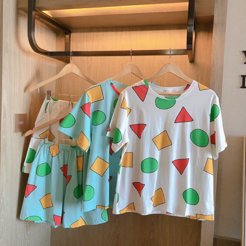 

2021 New Short-sleeved Pajamas Set Women's Cotton Pajamas 2-piece Pajamas Printed Cute Home Wear Summer Casual Pajamas