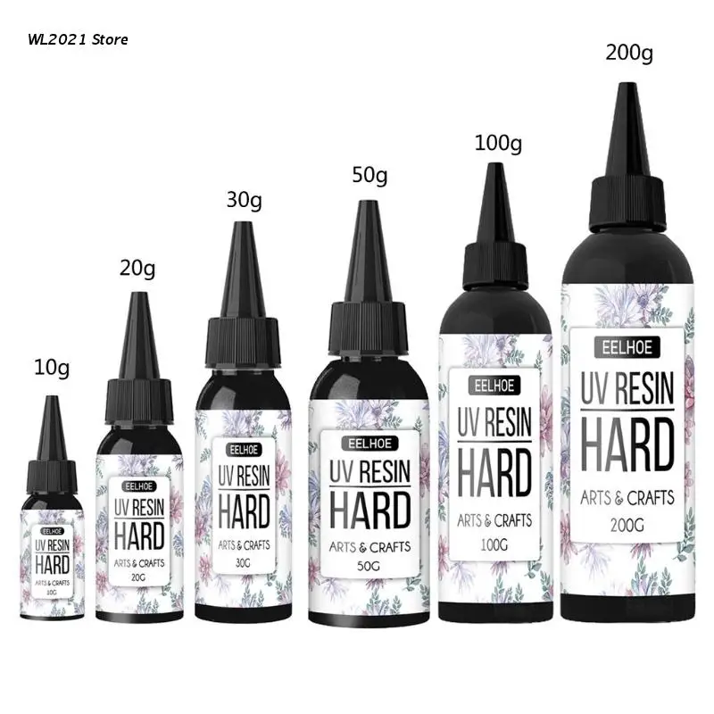 

10ml 20ml 30ml 50ml 100ml 200ml UV Resin Hard Type Crystal Clear Glue Ultraviolet Curing Epoxy Crafts Jewelry Making DIY