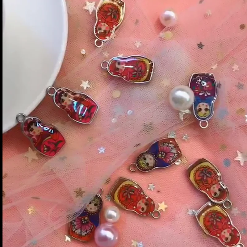 10 ярких эмалированных подвесок русская кукла подвески для кукол матрешки