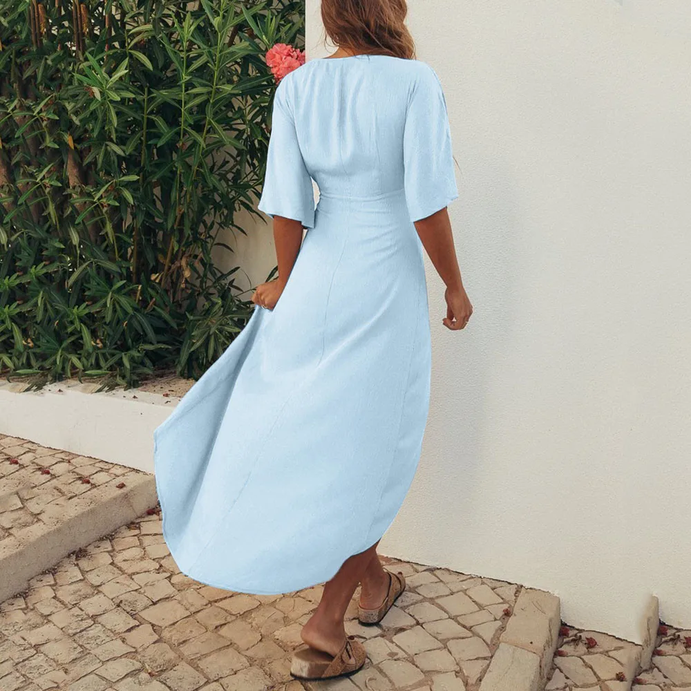 Женское летнее платье макси в стиле бохо повседневный длинный вечерний пляжный