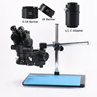 Тринокулярный микроскоп 7X-45X, промышленная лаборатория, мультифокальный стереомикроскоп + 144 светодиодных кольцесветильник + адаптер C для ремонта фотографий