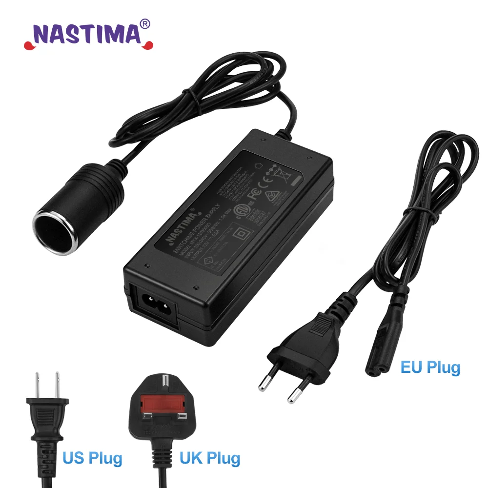 

Nastima EU/US/UK AC Adapter 100-240V To DC 12V 5A Power Supply Cigarette Lighter Converter Inverter For Car Air Pump With Plug