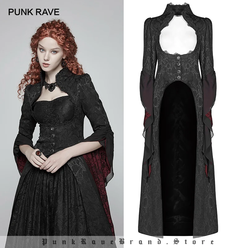 Женское длинное пальто черная куртка в стиле панк ретро | Женская одежда
