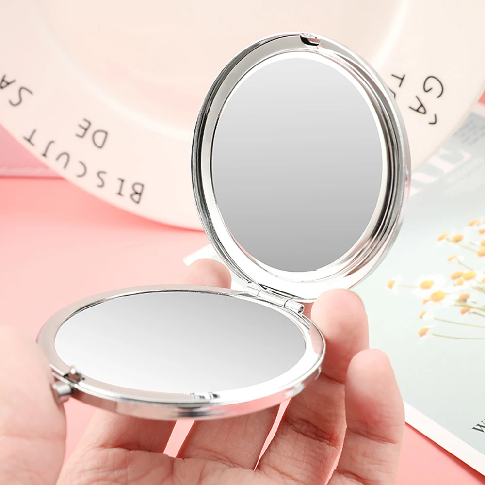 Блестящее металлическое зеркало для макияжа с кристаллами роскошное