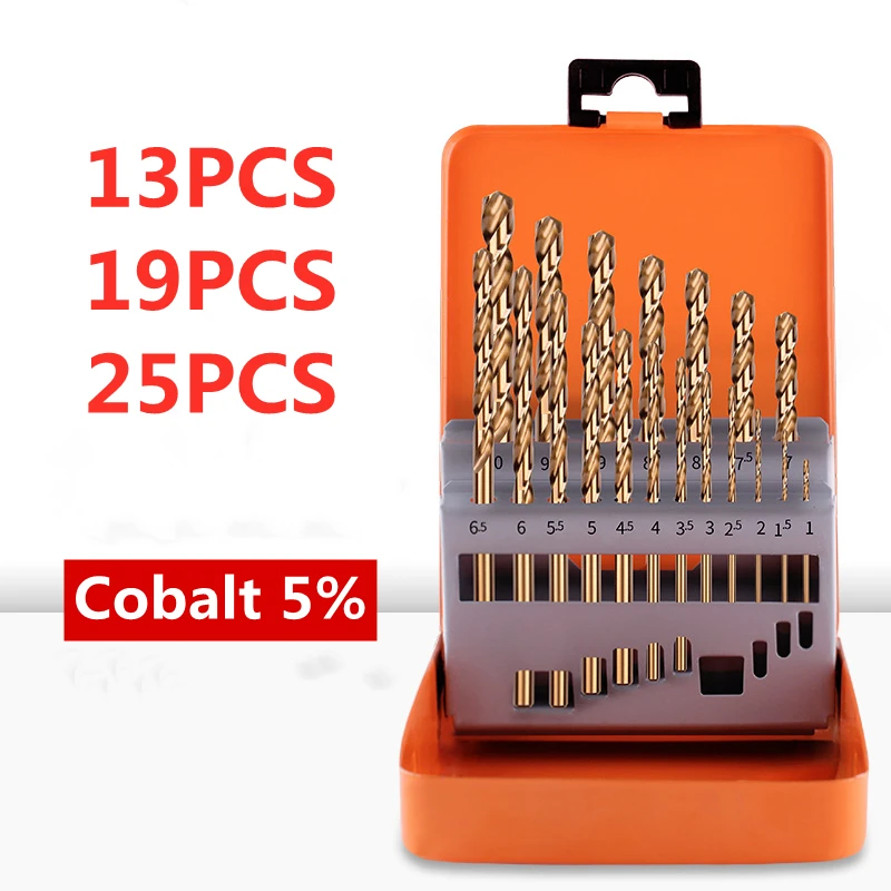 

Cobalt-containing Straight Shank Twist Drill High-cobalt Super Hard Alloy Drill Bit 13pcs 19pcs 25pcs