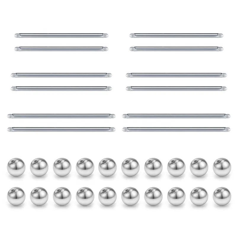 

Replacement Balls Surgical Steel Straight Bar Body Piercing Jewelry Barbell Parts 16G 14G 32mm 35mm 38mm Bar Length