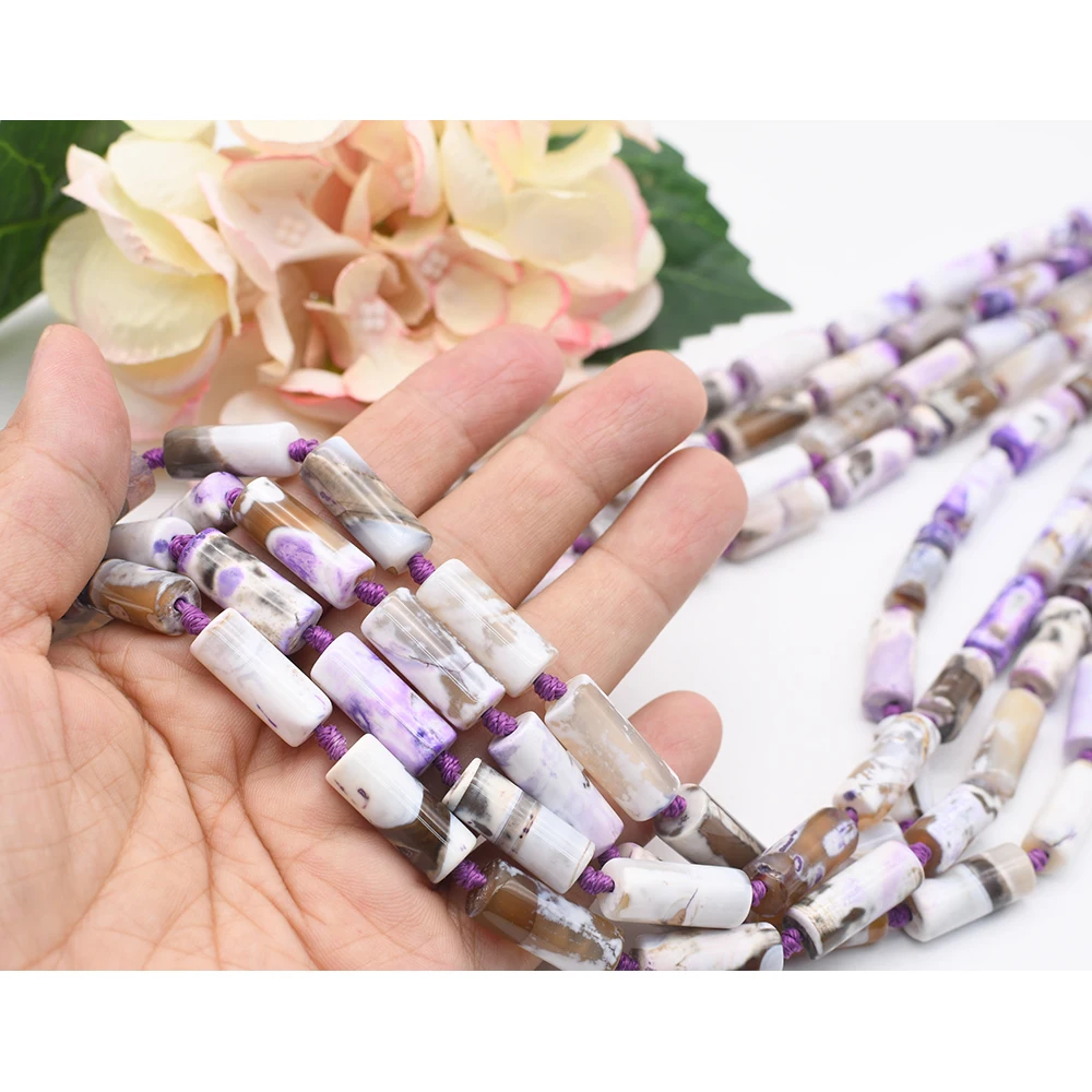 8X21mm Natural Smooth Columnar shape Purple Fire Agate stone Beads For DIY necklace bracelet jewelry make 15 