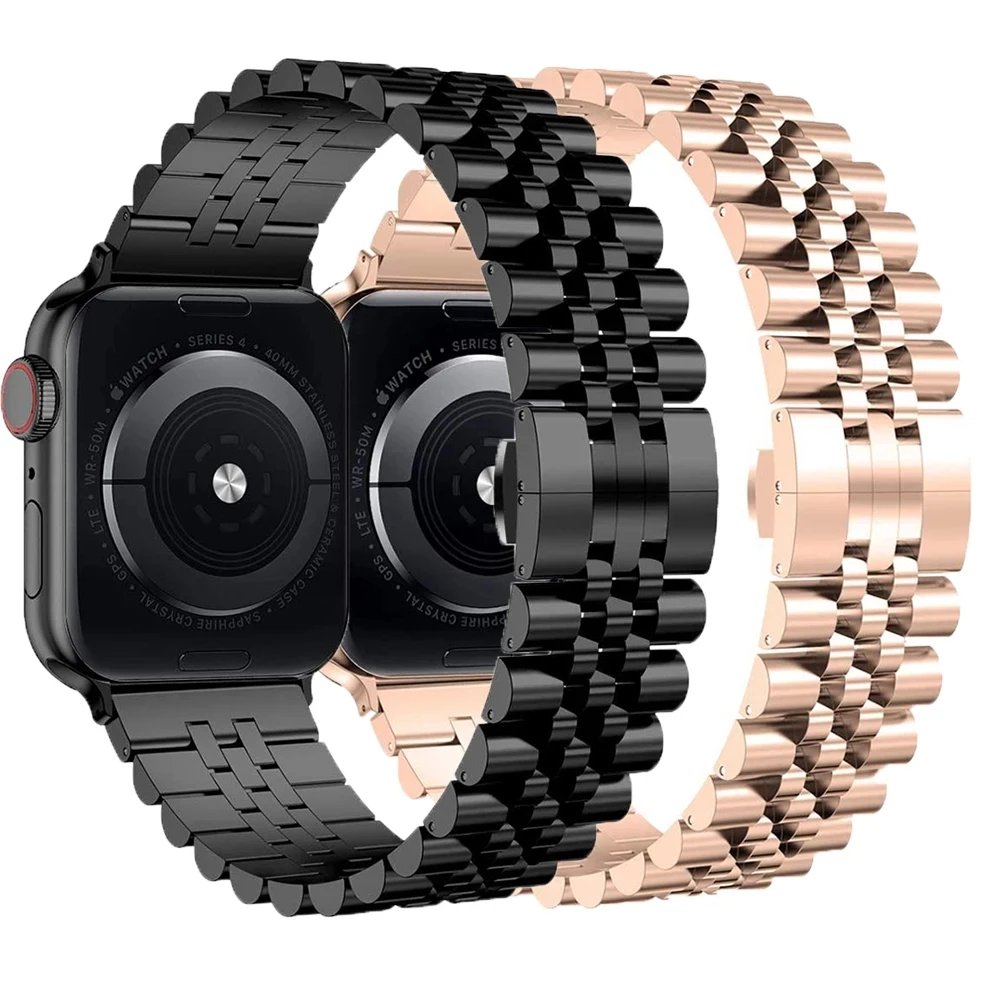 

Ремешок из нержавеющей стали для Apple Watch Series 3, браслет с металлической пряжкой для iwatch 6 SE 5 4 3 2, 44 мм 38 мм 42 мм