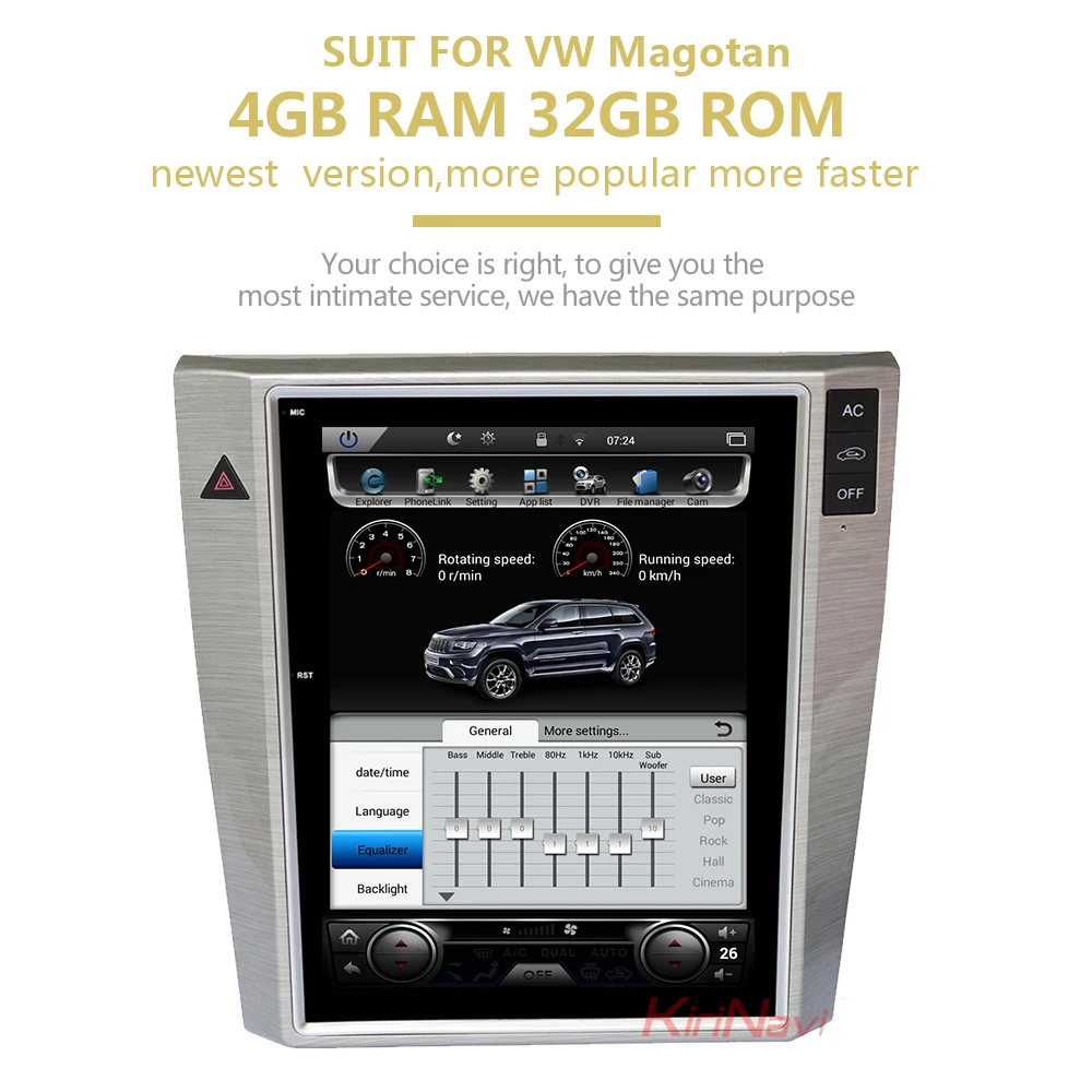 KiriNavi 10,4 ''вертикальный экран Tesla стиль 1 Din Android 8,1 Автомагнитола для Volkswagen VW Magotan Passat CC автомобильный dvd-плеер gps