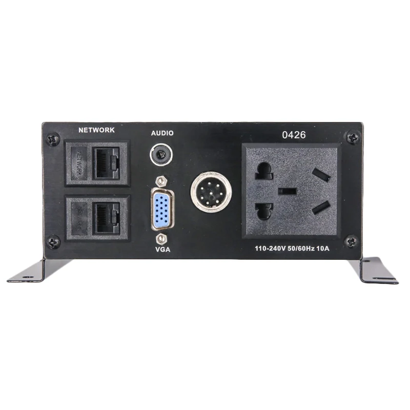 Multimedia Desktop Socket Zinc Alloy Panel With 3.5mm Audio VGA Aviation 8Pin Microphone Plug Dual Network Port |