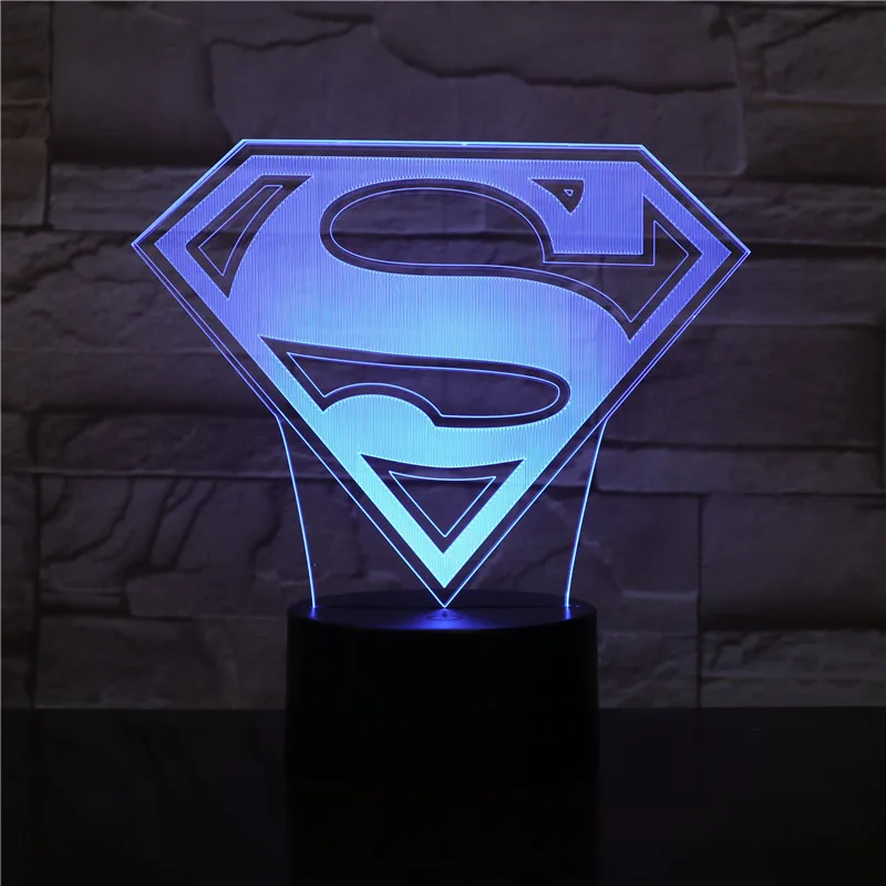 Супермен Бэтмен логотип Dc Лига Справедливости Usb 3d светодиодный Ночной