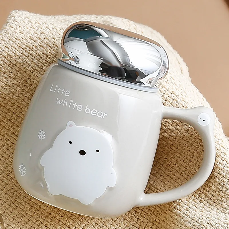 Милая кофейная кружка с животным тиснением керамическая для завтрака чашки