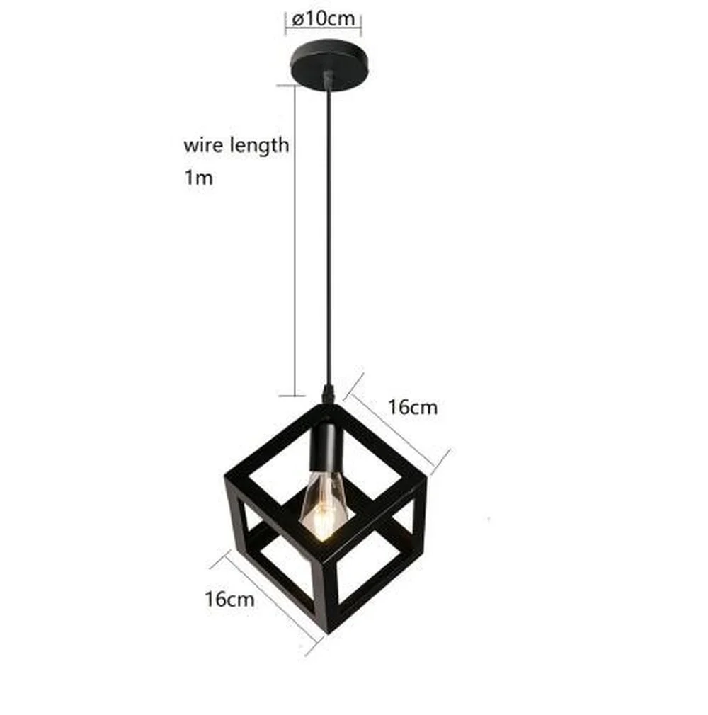 Черный Блеск Клетка Подвесные светильники Железный минималистский ретро