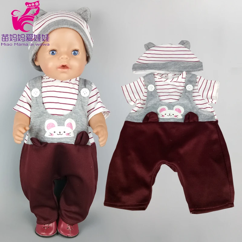 

17 inch baby doll clothes 43cm Baby Doll grey stripe shirt sweater and pants