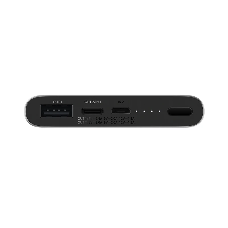 Новый Xiao mi power Bank 3 10000 мАч PLM12ZM usb type C QC3.0 Быстрая зарядка Siao bank 18 Вт двустороннее