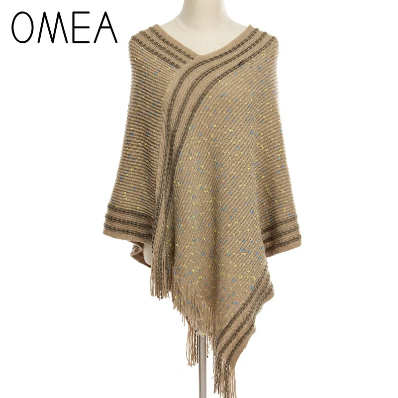 OMEA трикотажный пуловер пончо из шерсти и кашемира женский шарф зимнее с