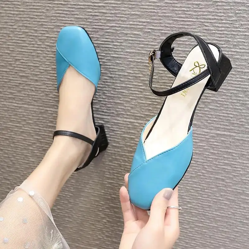 

Women Cool Multi Color Comfort Summer Blue Square Heel Pumps Lady Cute Sweet Spring & Summer Heel Shoes Zapatos