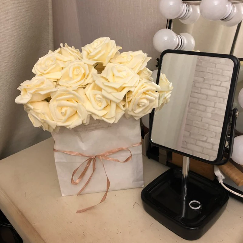 Настоящие искусственные розы цветы из пенополиэтилена букет невесты домашний