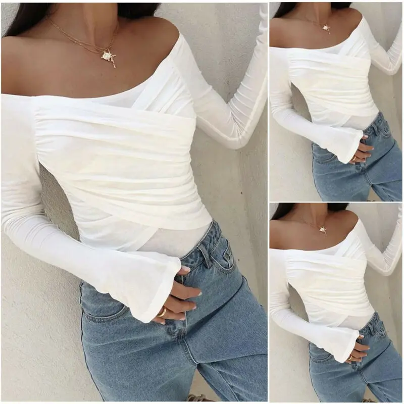 Женские сексуальные топы с открытыми плечами перекрестными ремешками длинным