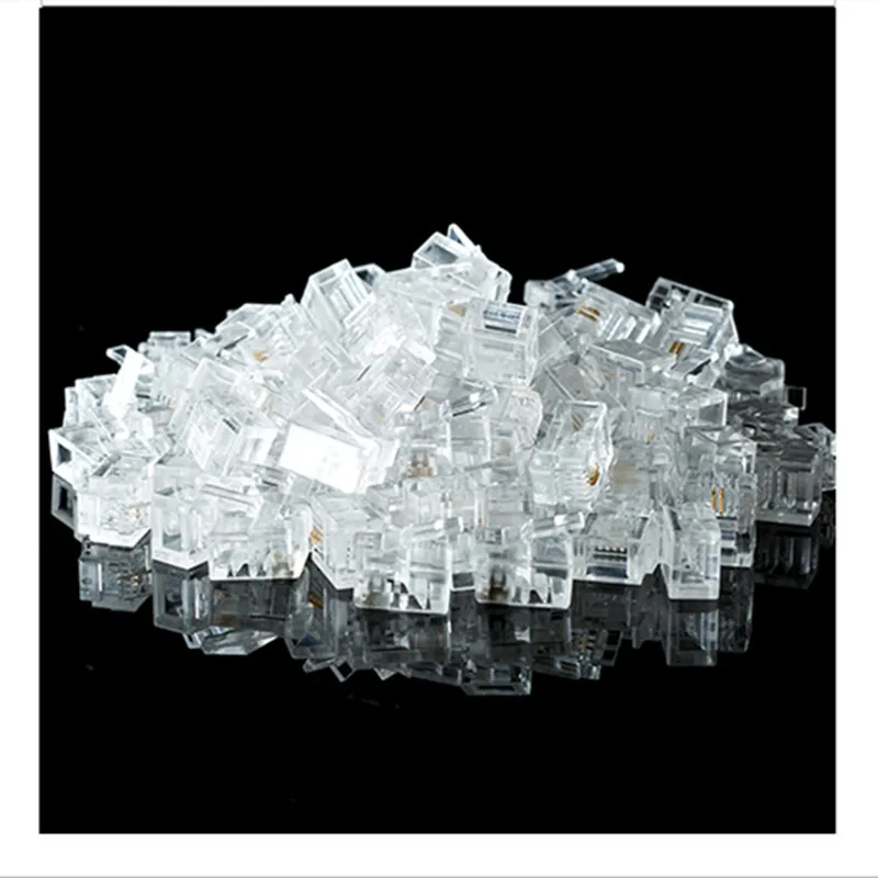 100 шт./лот RJ11 6P2C Модульный сетевой Кабельный разъем Clear 2P | Обустройство дома