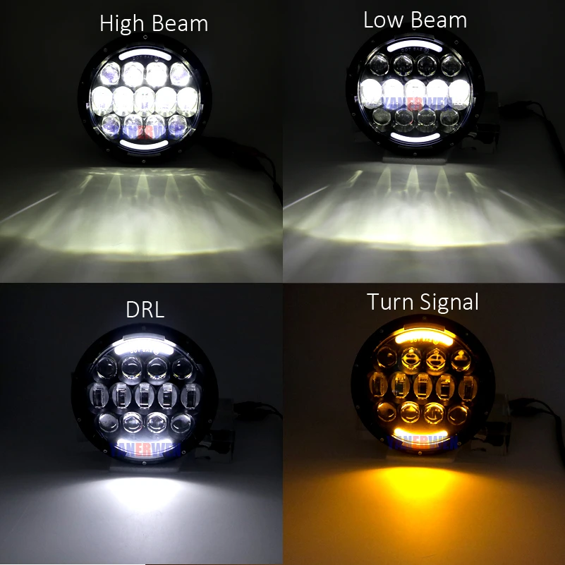 

2PCS 105W LED bulb for Jeep Wrangler JK TJ DODGE Chrysler front bumper OFF Road light with DRL turn signal with H4 & H13 adapter