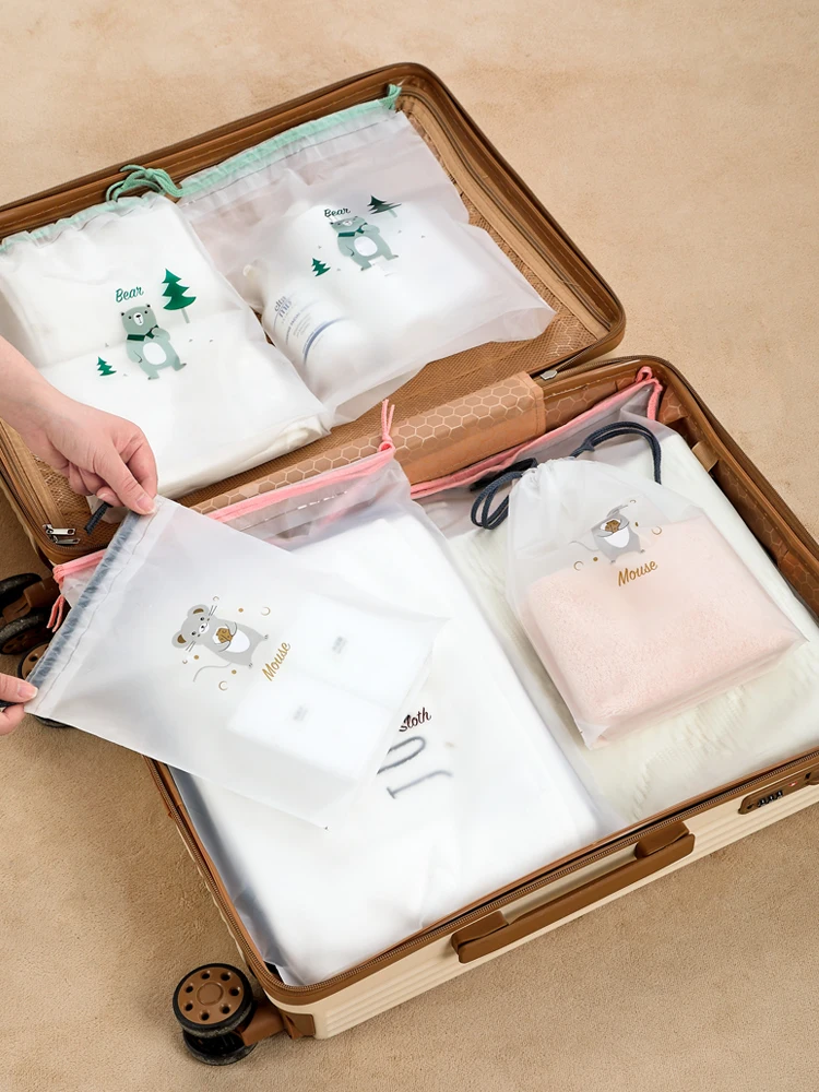 

Travel Organizer, Portable Clothes Organizer, Transparent Drawstring Drawstring Pocket, Packing Bag