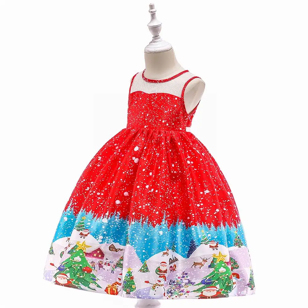 Красное рождественское платье вечерние костюмы Санта-Клауса для девочек зимняя