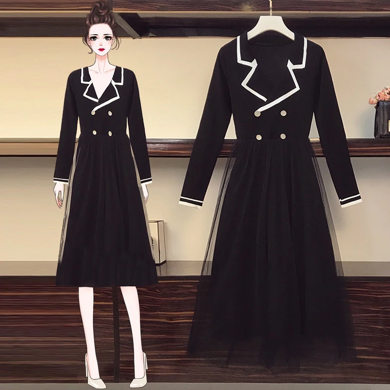 

Женское трикотажное Сетчатое платье с прострочкой, большие размеры, новинка весны 2021